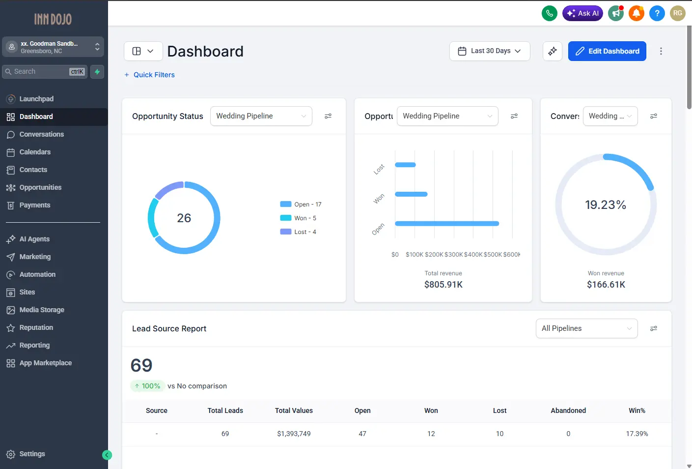 InnDojo hotel CRM mobile view